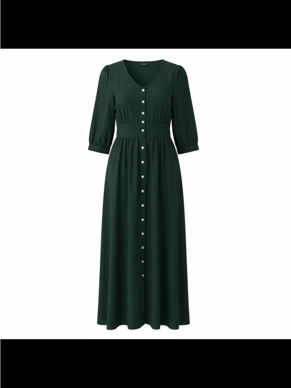 Women's Roolee Dark Green Button-Front Midi Dress
